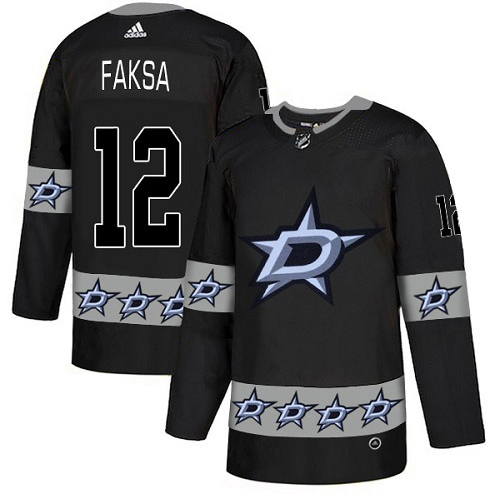 Adidas Men Dallas Stars #12 Radek Faksa Black Authentic Team Logo Fashion Stitched NHL Jersey